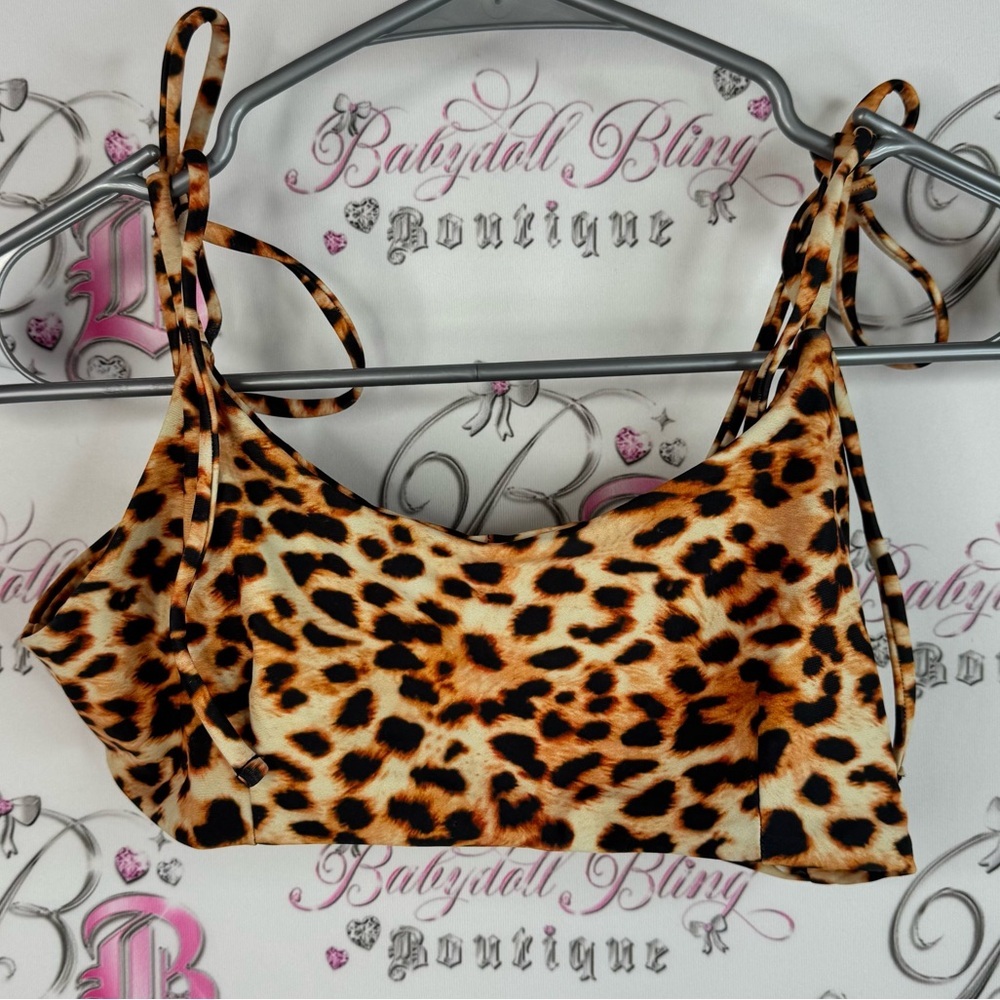 Bikini top cheetah animal print tie ups Leopard Print Women's Top beach swim